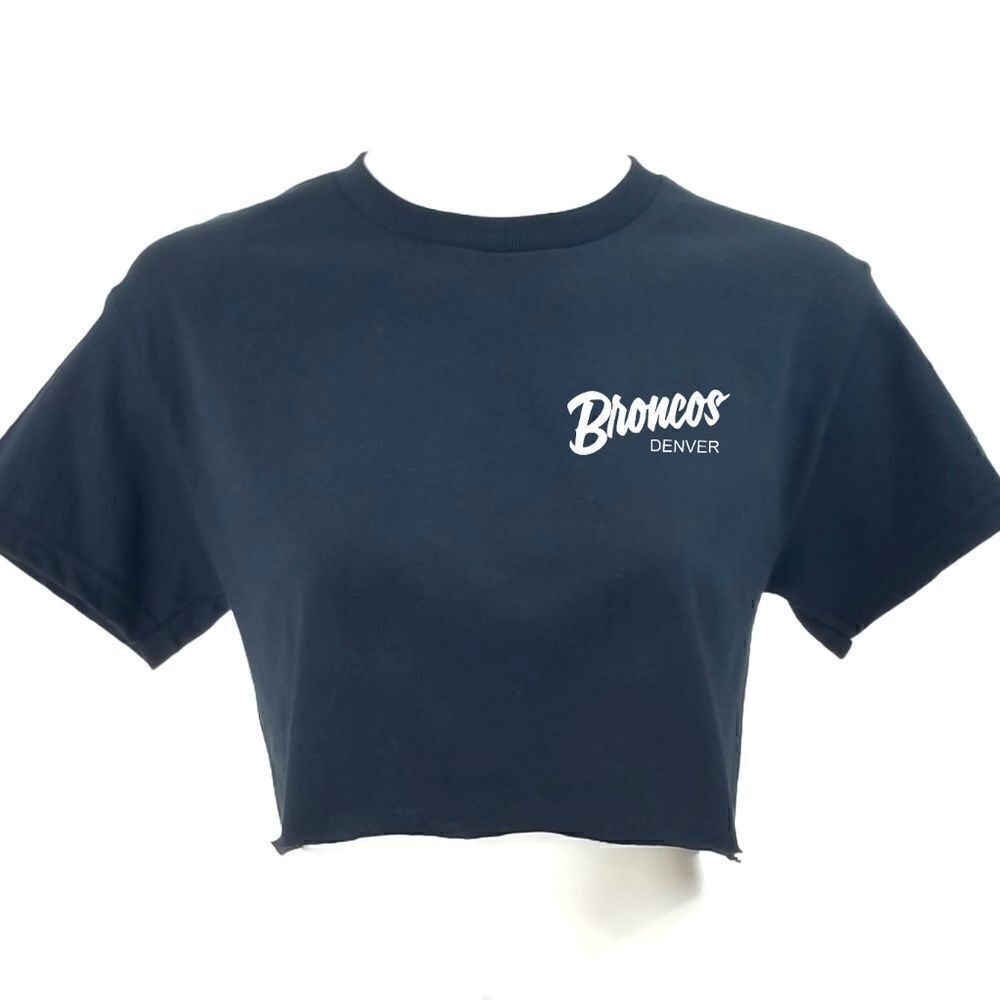 DENVER BRONCOS Double Script Retro Logo "Cropped" Crop Top Football Tee y2k 90s